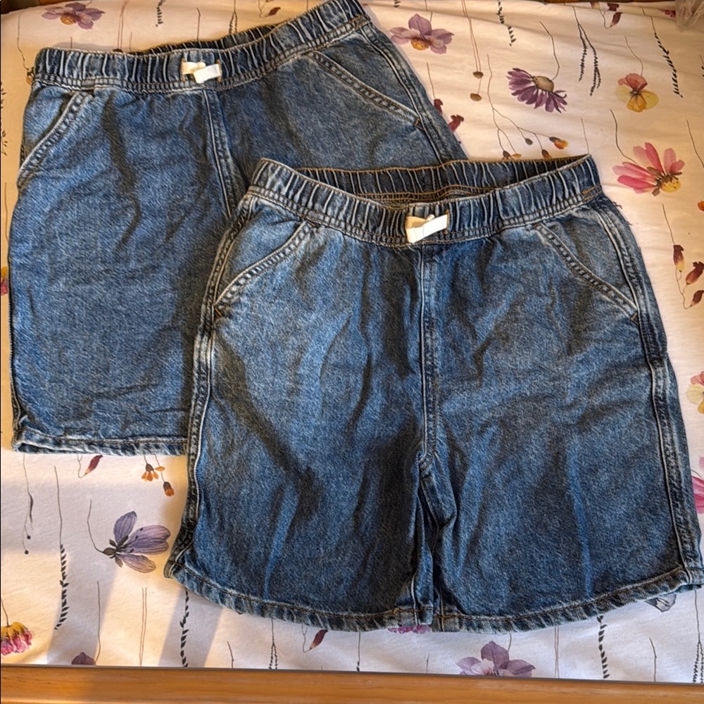 Cat and Jack boys size large 10/12 relaxed drawstring cotton denim jean shorts